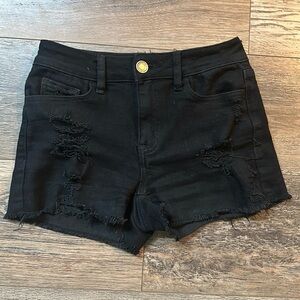 Junior black denim shorts